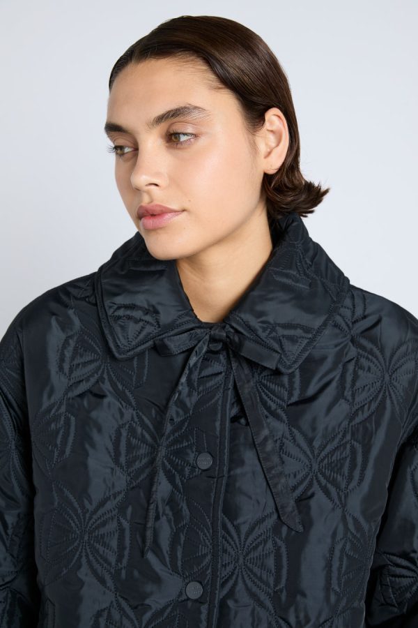 aubrey quilted coat- black bows - Image 3
