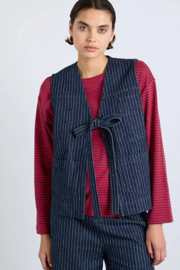 dilly gilet - navy pinstripe
