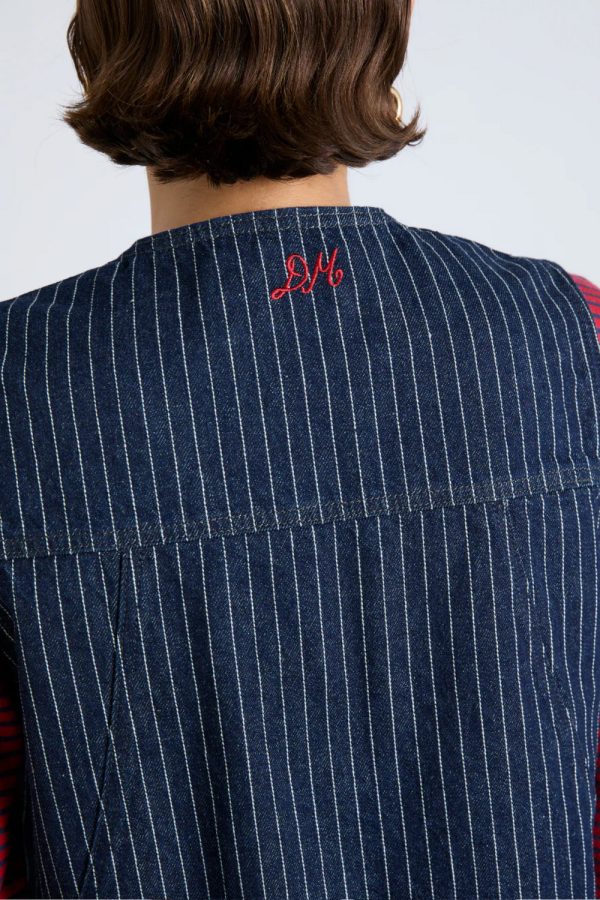dilly gilet - navy pinstripe - Image 3