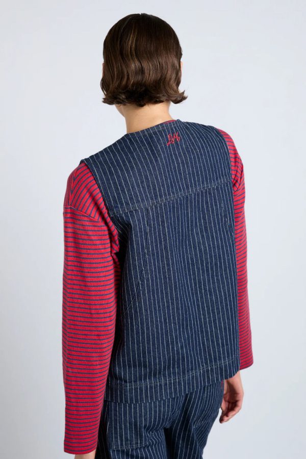 dilly gilet - navy pinstripe - Image 5