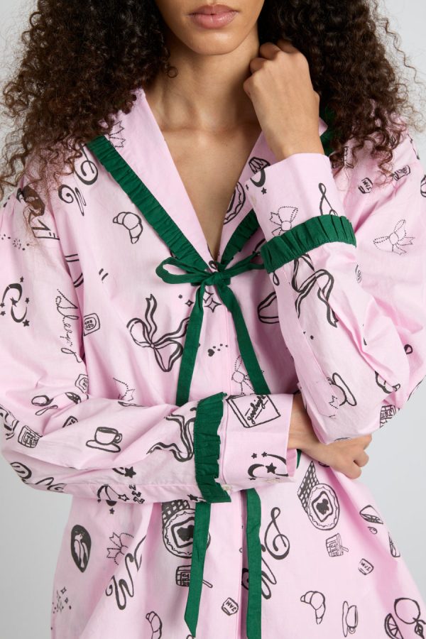 antonella pj  set - pink sleep symbols - Image 3