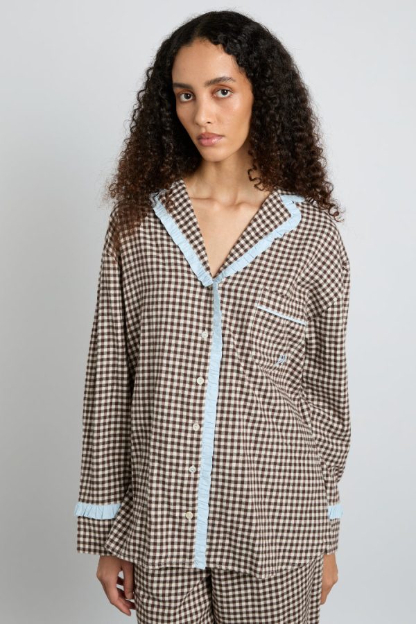 antonia pj set- brown gingham - Image 2