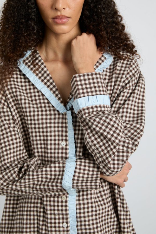 antonia pj set- brown gingham - Image 3