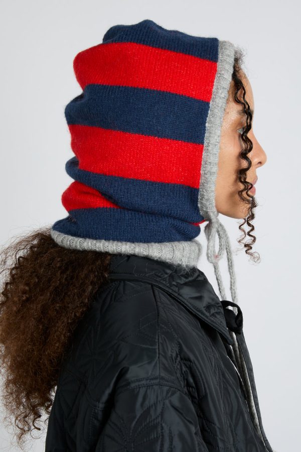 hood in red u0026 navy with grey tie - Image 3