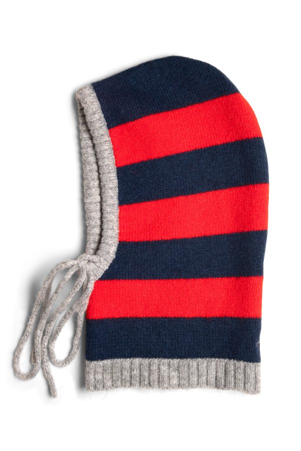 hood in red u0026 navy with grey tie - Image 5