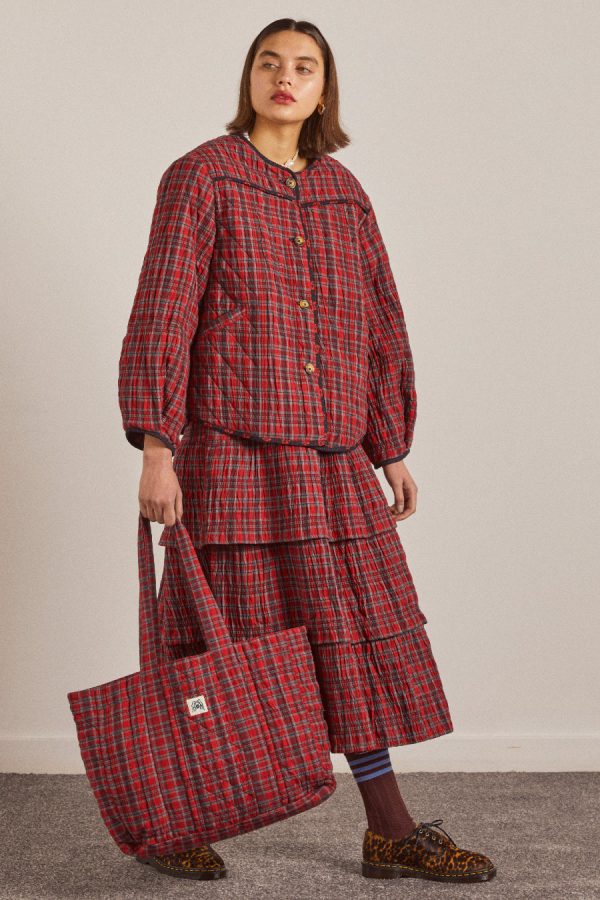 tote bag - red check - Image 2