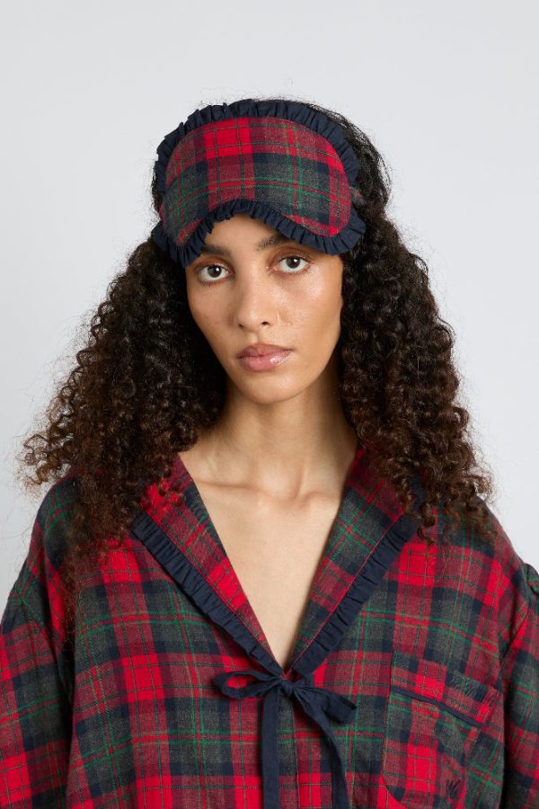 damson pj eye mask - red tartan - Image 2
