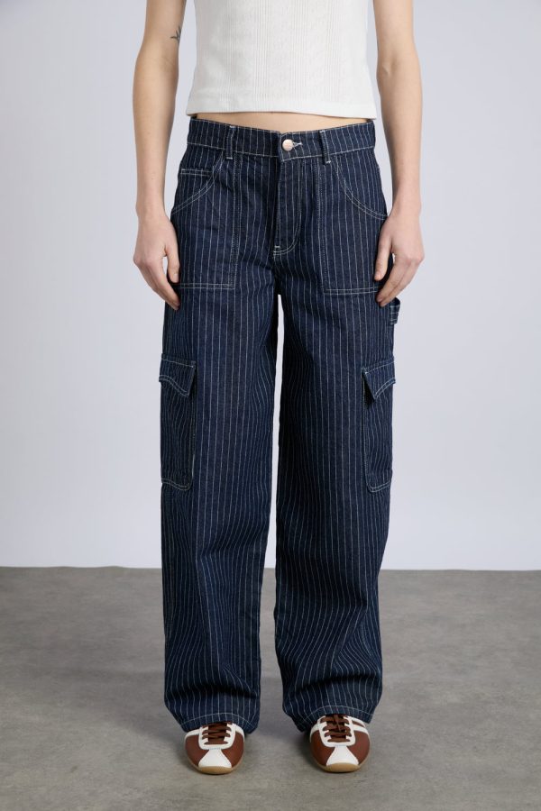 cargo jeans - navy pinstripe - Image 2