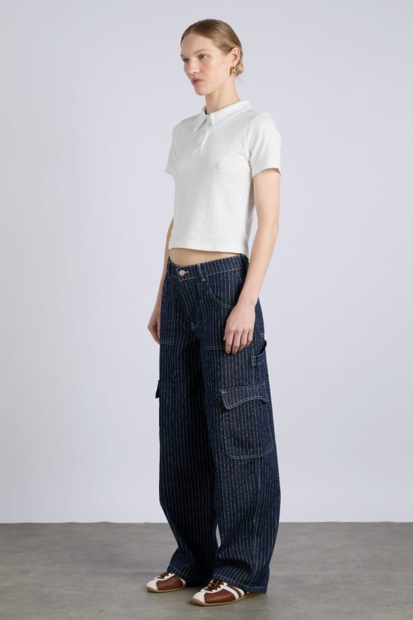 cargo jeans - navy pinstripe - Image 3