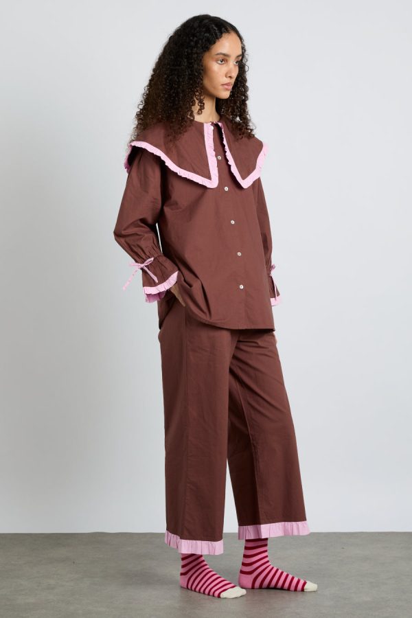 barbara pj set- brown u0026 pink