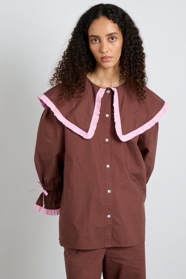 barbara pj set- brown u0026 pink - Image 2