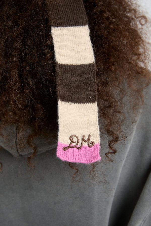 knitted hair bow in stripe - ecru u0026 choc - Image 2