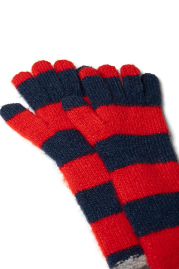 long gloves in navy u0026 red stripe - Image 4