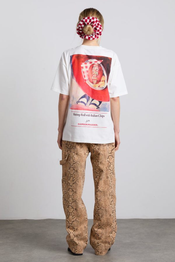 shrimp roll with chips boyfriend tee - white - Image 4