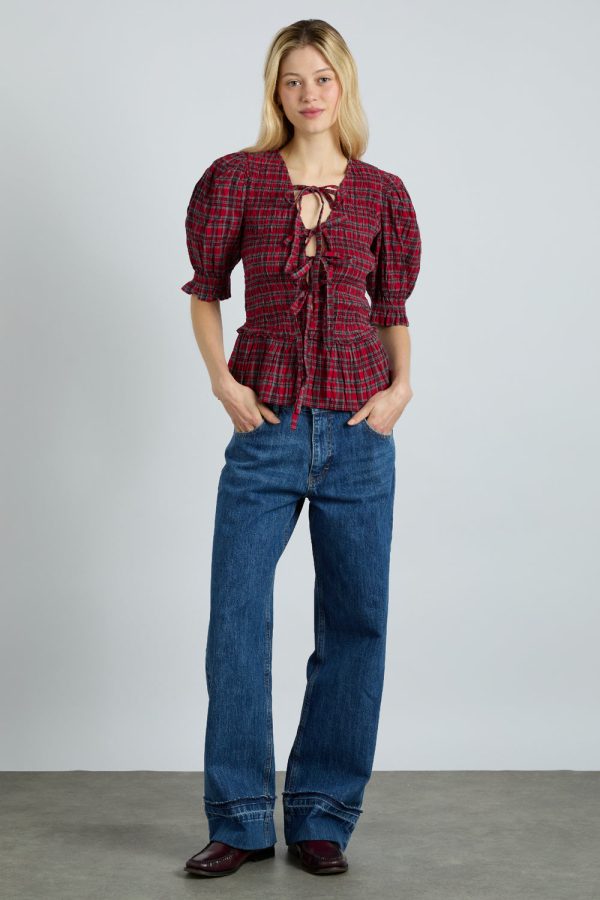 bluebelle blouse - red check - Image 2