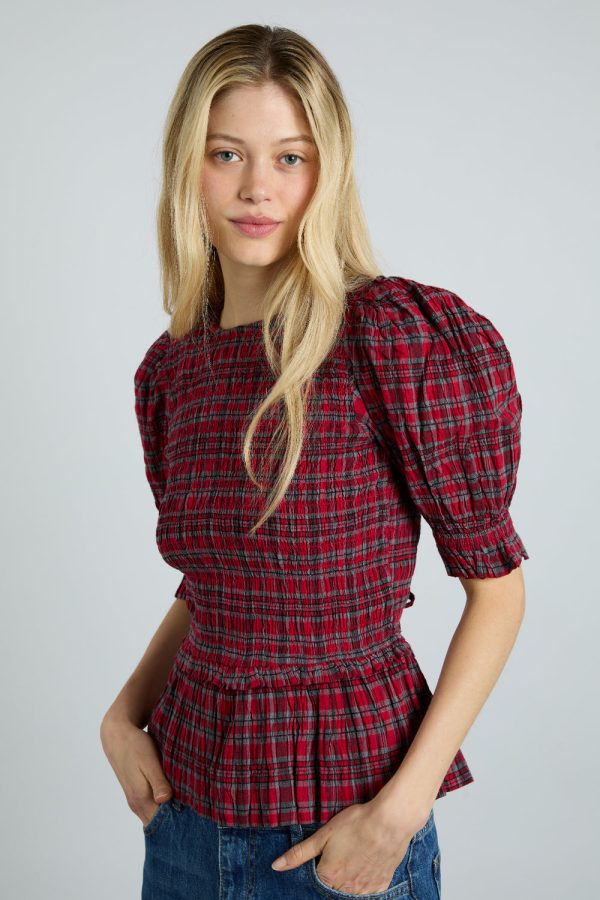 bluebelle blouse - red check - Image 3