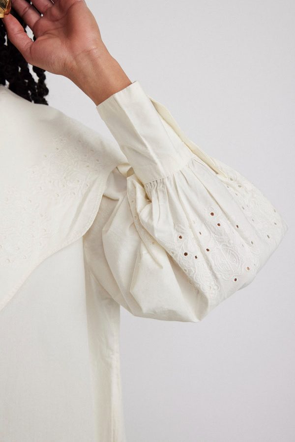 mimi mini dress - off white broderie - Image 4