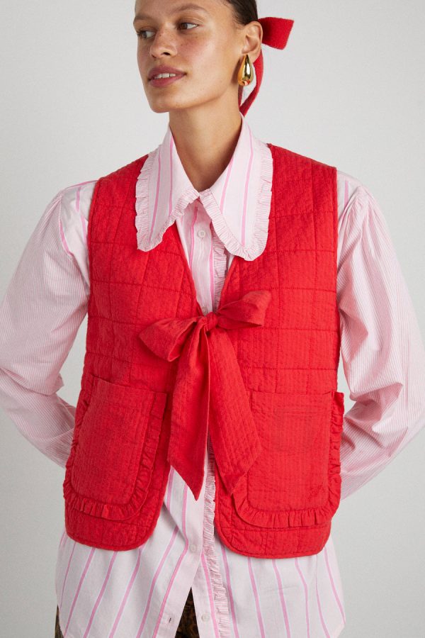 arte reversible tie gilet - red ruffle - Image 5