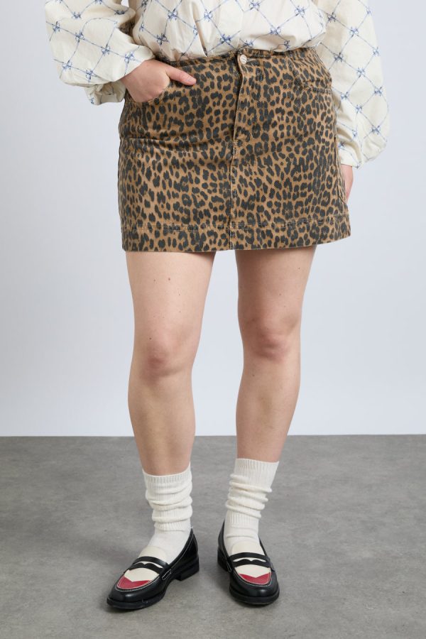 lily denim mini skirt- leopard - Image 2