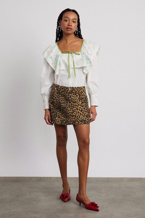 lily denim mini skirt- leopard - Image 3