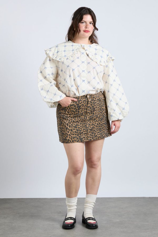 lily denim mini skirt- leopard - Image 4