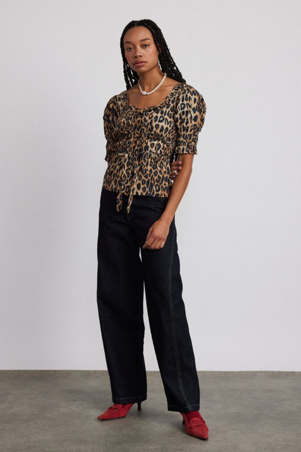 bianca ruffle blouse - leopard - Image 2