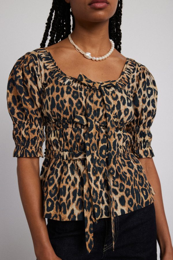 bianca ruffle blouse - leopard - Image 3
