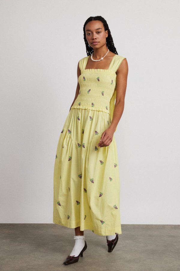 tish poplin midi dress - grape embroidery - Image 3