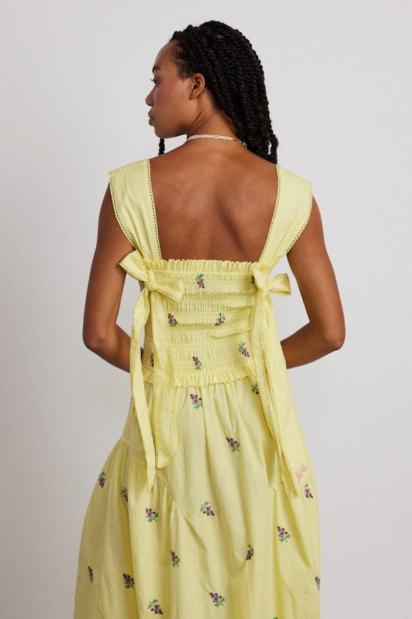 tish poplin midi dress - grape embroidery - Image 4