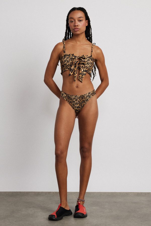 classic shirred bikini bottom - leopard - Image 2