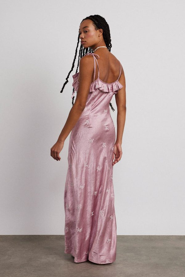 kiki embroidered dress - pink bow - Image 6