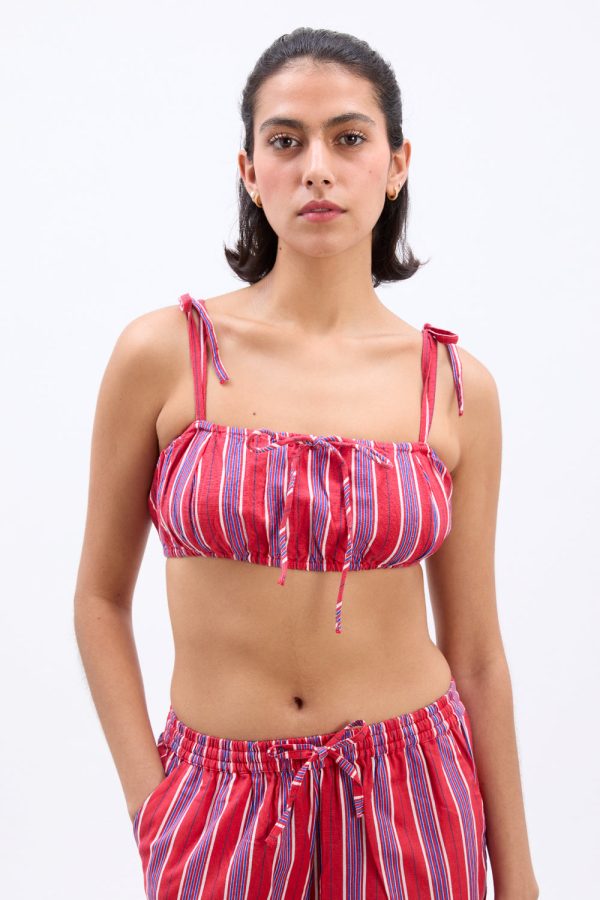 karmen ruched bralet - red stripe