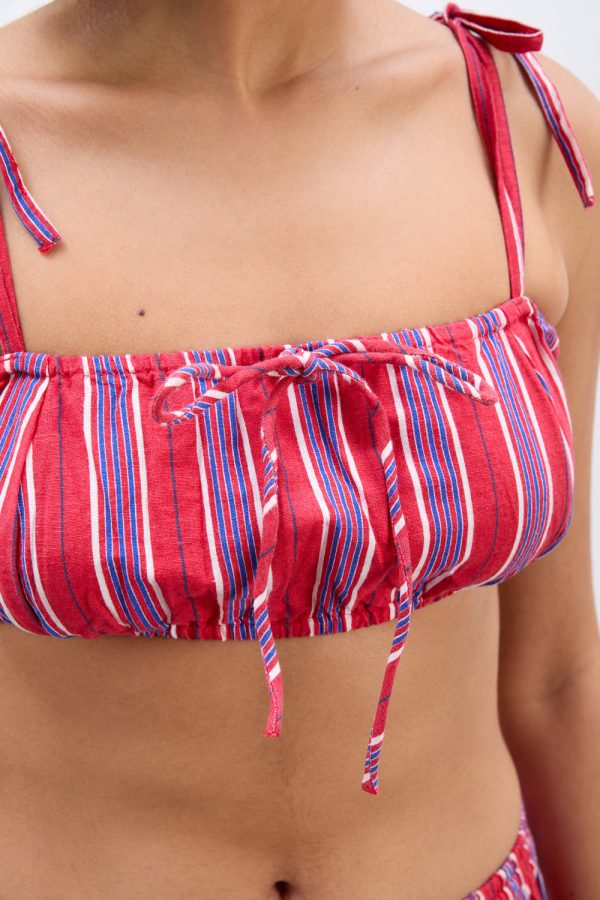 karmen ruched bralet - red stripe - Image 3