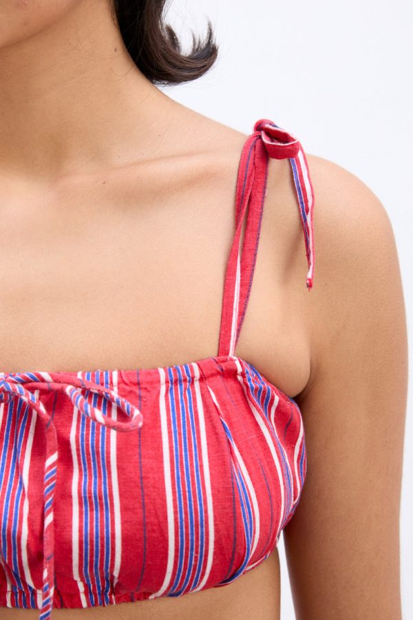 karmen ruched bralet - red stripe - Image 4