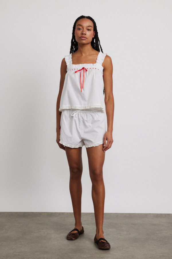 pauline ruffle nightwear set- white