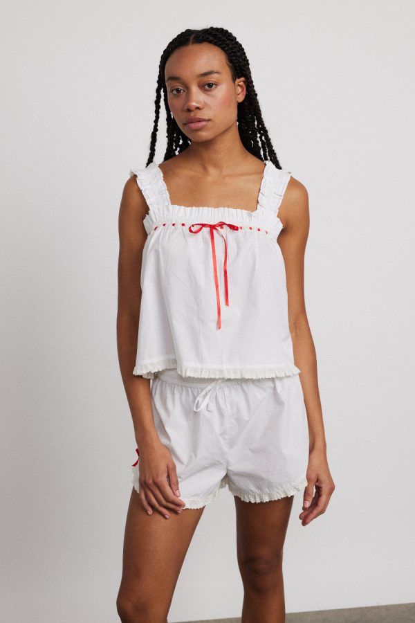 pauline ruffle nightwear set- white - Image 2