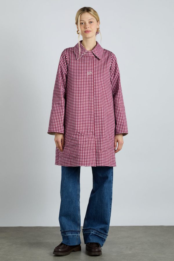 pre-order mercedes bow reversible trench - gingham u0026 ecru