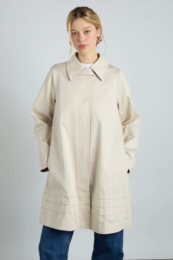 pre-order mercedes bow reversible trench - gingham u0026 ecru - Image 2