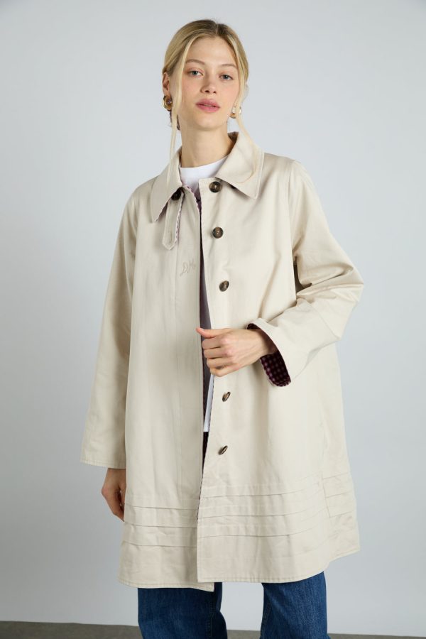 pre-order mercedes bow reversible trench - gingham u0026 ecru - Image 4