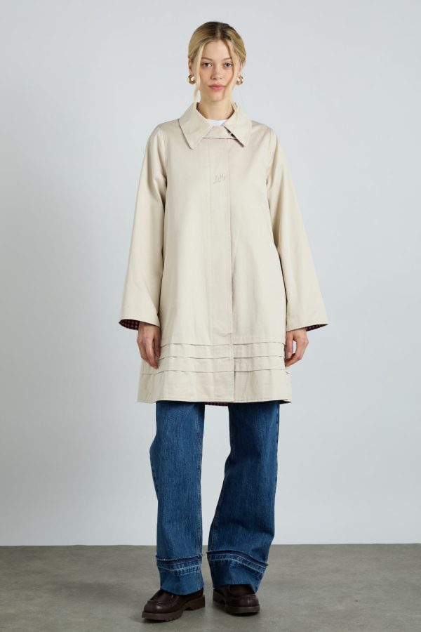 pre-order mercedes bow reversible trench - gingham u0026 ecru - Image 5