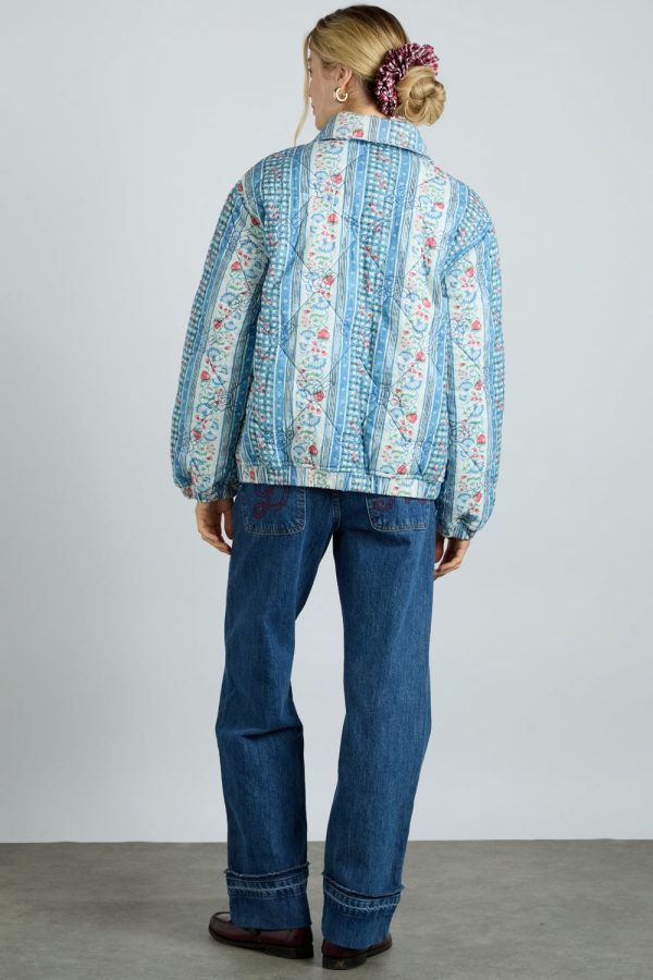 reversible claudia jacket- blue stripe u0026 wallpaper floral - Image 5