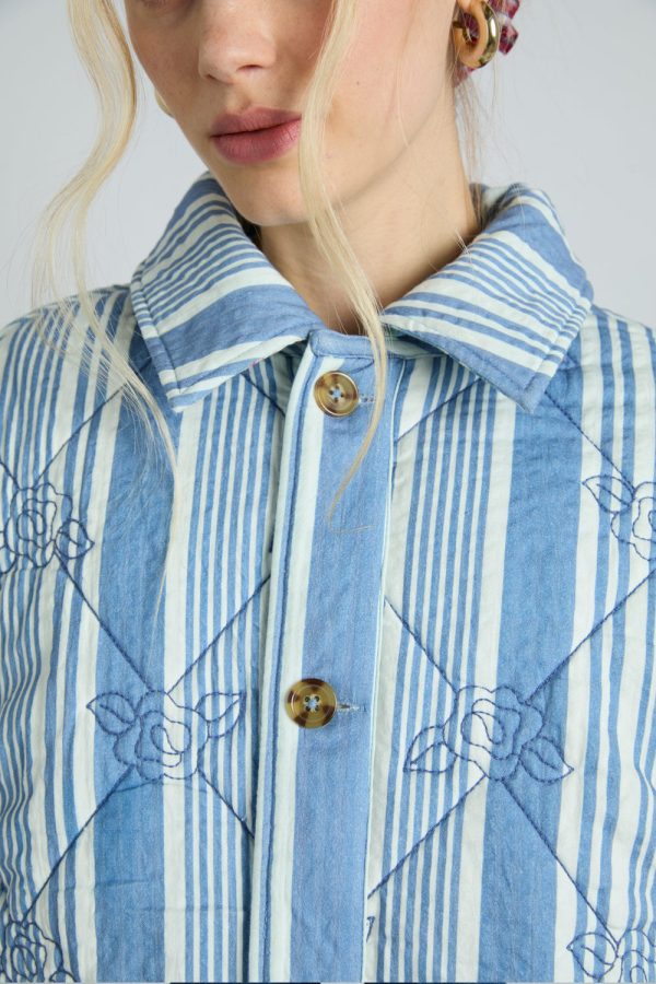 reversible claudia jacket- blue stripe u0026 wallpaper floral - Image 6