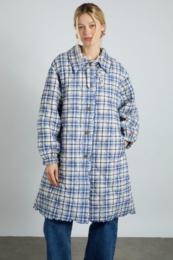 avery quilted jacket- navy check - Image 2