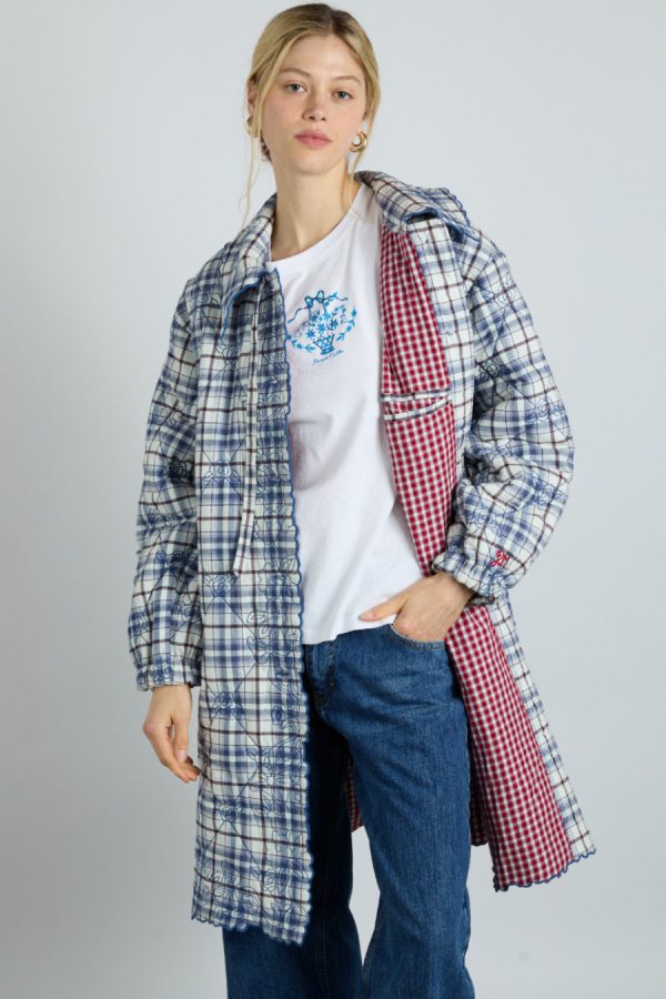 avery quilted jacket- navy check - Image 4