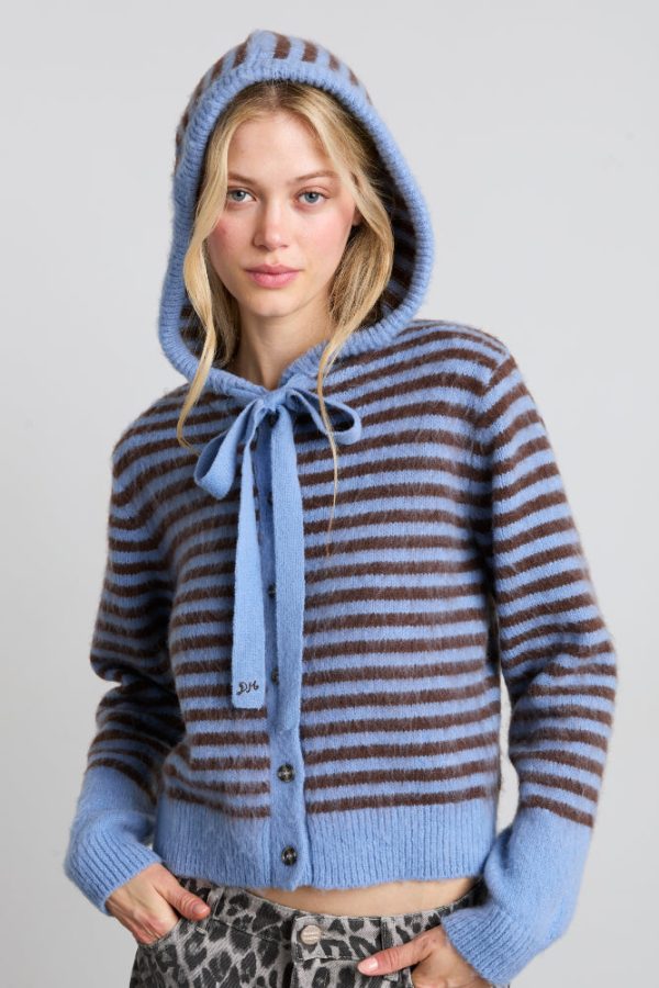 ruthie bonnet cardigan - blue u0026 chocolate stripe
