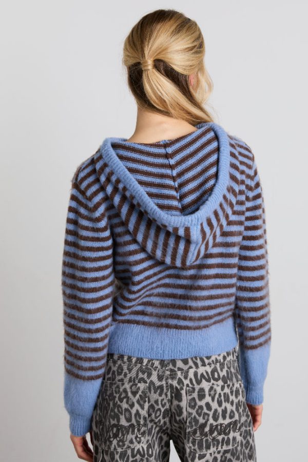 ruthie bonnet cardigan - blue u0026 chocolate stripe - Image 3