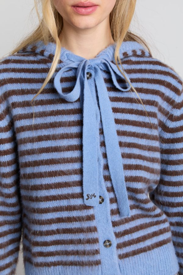 ruthie bonnet cardigan - blue u0026 chocolate stripe - Image 4