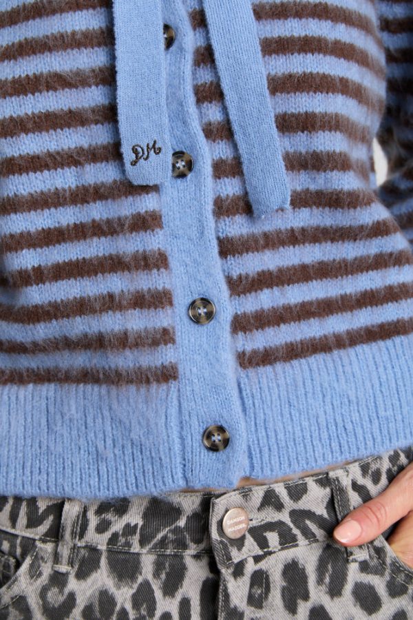 ruthie bonnet cardigan - blue u0026 chocolate stripe - Image 5