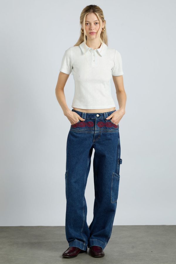 drew jeans - texas wash u0026 embroidery