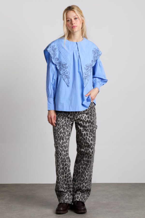 candy embroidered collar blouse - blue - Image 2